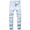 Fashion Inelasticity Mid Waist Men's Destroyed Jeans Straight Pants
